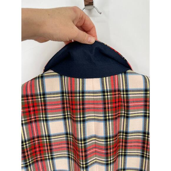J. Crew Willa Blazer Jacket in Snowy Tartan Plaid Wool Blend Satin Lapel size 16 - Picture 10 of 14